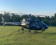 Equipe da PCPR em helicóptero dá apoio à ação no Oeste
