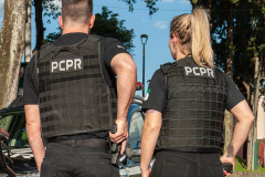 Dois policiais civis de costas